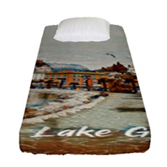 Birds And People On Lake Garda Fitted Sheet (single Size) by ConteMonfrey