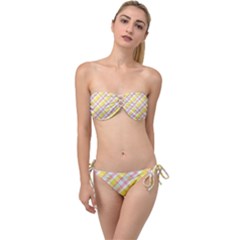 Plaid Pattern Twist Bandeau Bikini Set by PaperDesignNest