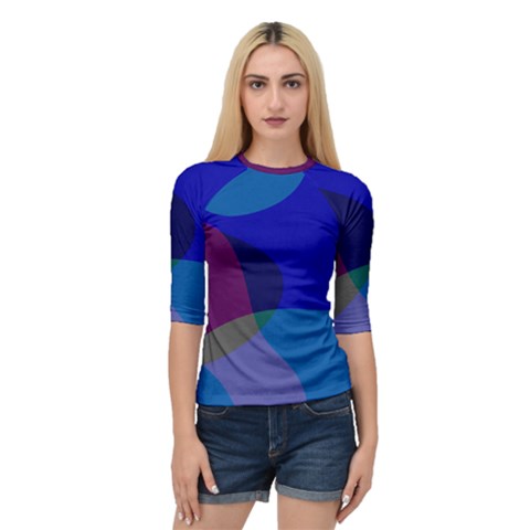 Blue Abstract 1118 - Groovy Blue And Purple Art Quarter Sleeve Raglan Tee by KorokStudios