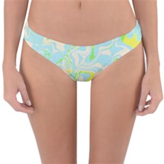 Swimwear Blue Yellow White Collection Reversible Hipster Bikini Bottoms by PaperDesignNest