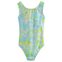 Swimwear Blue Yellow White Collection Kids  Cut-out Back One Piece Swimsuit by PaperDesignNest