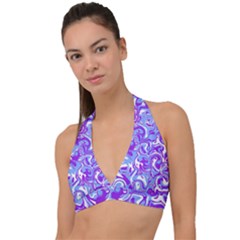 Swimwear  Blue White Collection Halter Plunge Bikini Top by PaperDesignNest