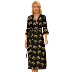 Dancing Clowns Black Midsummer Wrap Dress by TetiBright