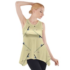 Fishing Rods Pattern Brown Side Drop Tank Tunic by TetiBright