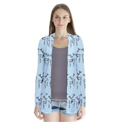 Jogging Lady On Blue Drape Collar Cardigan by TetiBright