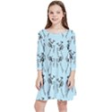 Jogging Lady On Blue Kids  Quarter Sleeve Skater Dress View1