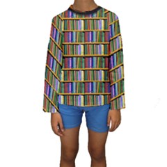 Books On A Shelf Kids  Long Sleeve Swimwear by TetiBright