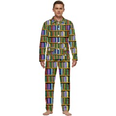 Books On A Shelf Men s Long Sleeve Velvet Pocket Pajamas Set by TetiBright