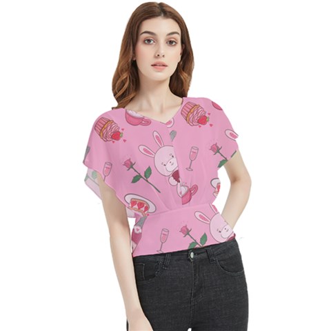 Valentine Pattern Butterfly Chiffon Blouse by designsbymallika