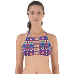 Pastel Shapes Rows On A Purple Background                                                                 Perfectly Cut Out Bikini Top by LalyLauraFLM