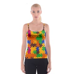 Retro Colors Puzzle Pieces                                                                        Spaghetti Strap Top by LalyLauraFLM
