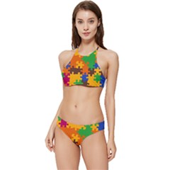 Retro Colors Puzzle Pieces                                                              Banded Triangle Bikini Set by LalyLauraFLM