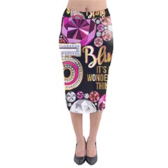 Pop Socket - Gemz Velvet Midi Pencil Skirt by KzFashionShop