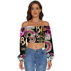 Gemz Test Long Sleeve Crinkled Weave Crop Top by KzFashionShop