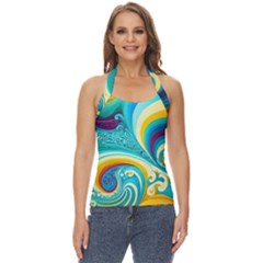 Waves Ocean Sea Abstract Whimsical Basic Halter Top by Jancukart