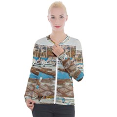Alone On Gardasee, Italy  Casual Zip Up Jacket by ConteMonfrey