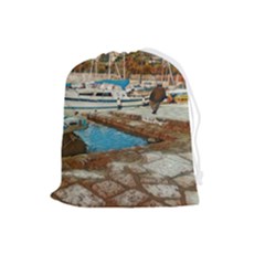 Alone On Gardasee, Italy  Drawstring Pouch (large) by ConteMonfrey