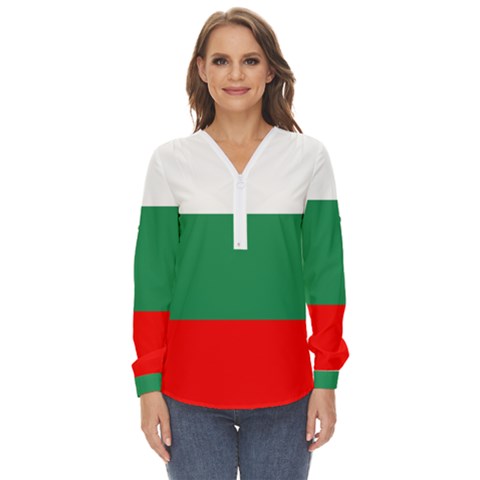 Bulgaria Zip Up Long Sleeve Blouse by tony4urban