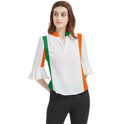 Ireland Loose Horn Sleeve Chiffon Blouse by tony4urban