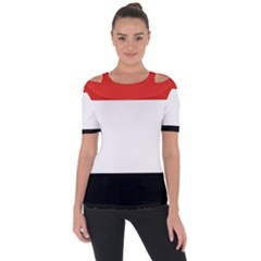 Kujawsko-pomorskie Flag Shoulder Cut Out Short Sleeve Top by tony4urban