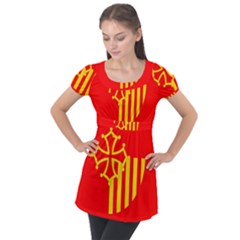 Languedoc Roussillon Flag Puff Sleeve Tunic Top by tony4urban