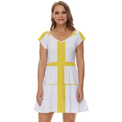 Nord Trondelag Short Sleeve Tiered Mini Dress by tony4urban