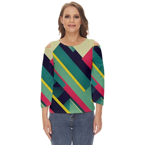 Pattern Abstract Geometric Design Cut Out Wide Sleeve Top by danenraven