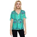 Gradient Art Deco Pattern Design Bow Sleeve Button Up Top View1