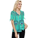 Gradient Art Deco Pattern Design Bow Sleeve Button Up Top View3