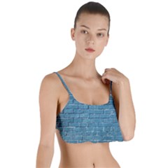 White And Blue Brick Wall Layered Top Bikini Top  by artworkshop