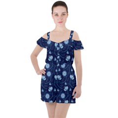 Flower Ruffle Cut Out Chiffon Playsuit by zappwaits