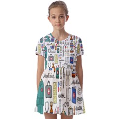 Medical Biology Detail Medicine Psychedelic Science Abstract Abstraction Chemistry Genetics Art Patt Kids  Short Sleeve Pinafore Style Dress by Jancukart
