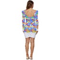 Abstact Pattern T- Shirt Abstact Pattern T- Shirt Women Long Sleeve Ruched Stretch Jersey Dress View4