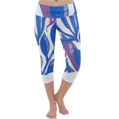 Abstract Patterns T- Shirt Orange Aquatic Print T- Shirt Capri Yoga Leggings by maxcute