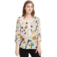 Stardom  Chiffon Quarter Sleeve Blouse by PollyParadiseBoutique7