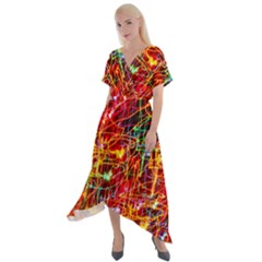 Design Art Pattern Cross Front Sharkbite Hem Maxi Dress by artworkshop