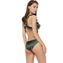 Astronaut Lying In Flowers Fantasy Low Cut Ruffle Edge Bikini Set View3