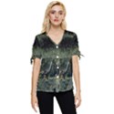 Astronaut Lying In Flowers Fantasy Bow Sleeve Button Up Top View1
