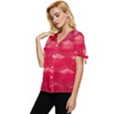 Red Textured Wall Bow Sleeve Button Up Top View2