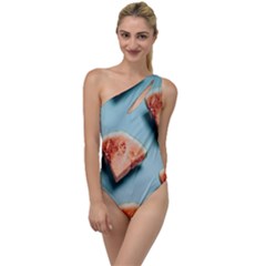 Watermelon Against Blue Surface Pattern To One Side Swimsuit by artworkshop