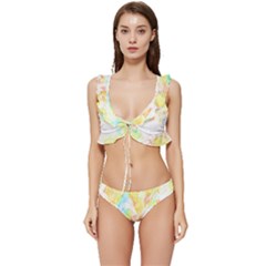 Abstract T- Shirt Abstract Colored Background T- Shirt Low Cut Ruffle Edge Bikini Set by maxcute