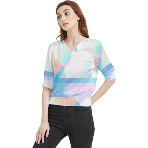 Abstract T- Shirt Minimalistic Abstract Northern Lights T- Shirt Quarter Sleeve Blouse by maxcute