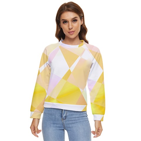 Abstract T- Shirt Yellow Chess Cell Abstract Pattern T- Shirt Women s Long Sleeve Raglan Tee by maxcute