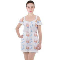 Australian Shepherd Dog Pattern T- Shirt Australian Shepherd Dog Cute Pattern T- Shirt Ruffle Cut Out Chiffon Playsuit by maxcute