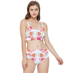 Batik T- Shirt Batik Flower Pattern8 Frilly Bikini Set by maxcute