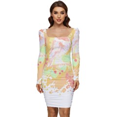 Bird Lover T- Shirtbird T- Shirt (18) Women Long Sleeve Ruched Stretch Jersey Dress by maxcute