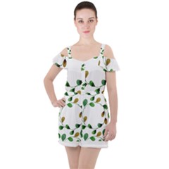 Boho Leaf Pattern T- Shirt Boho Leaf Pattern T- Shirt Ruffle Cut Out Chiffon Playsuit by maxcute