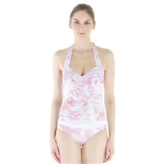 Botanical T- Shirt Botanical Birds Tropical T- Shirt Halter Swimsuit by maxcute