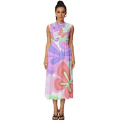 Butterflies T- Shirt Butterfly Party T- Shirt Sleeveless Round Neck Midi Dress by maxcute