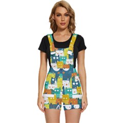 Cat T- Shirt Cute Cats Colorful Seamless Pattern T- Shirt Short Overalls by maxcute